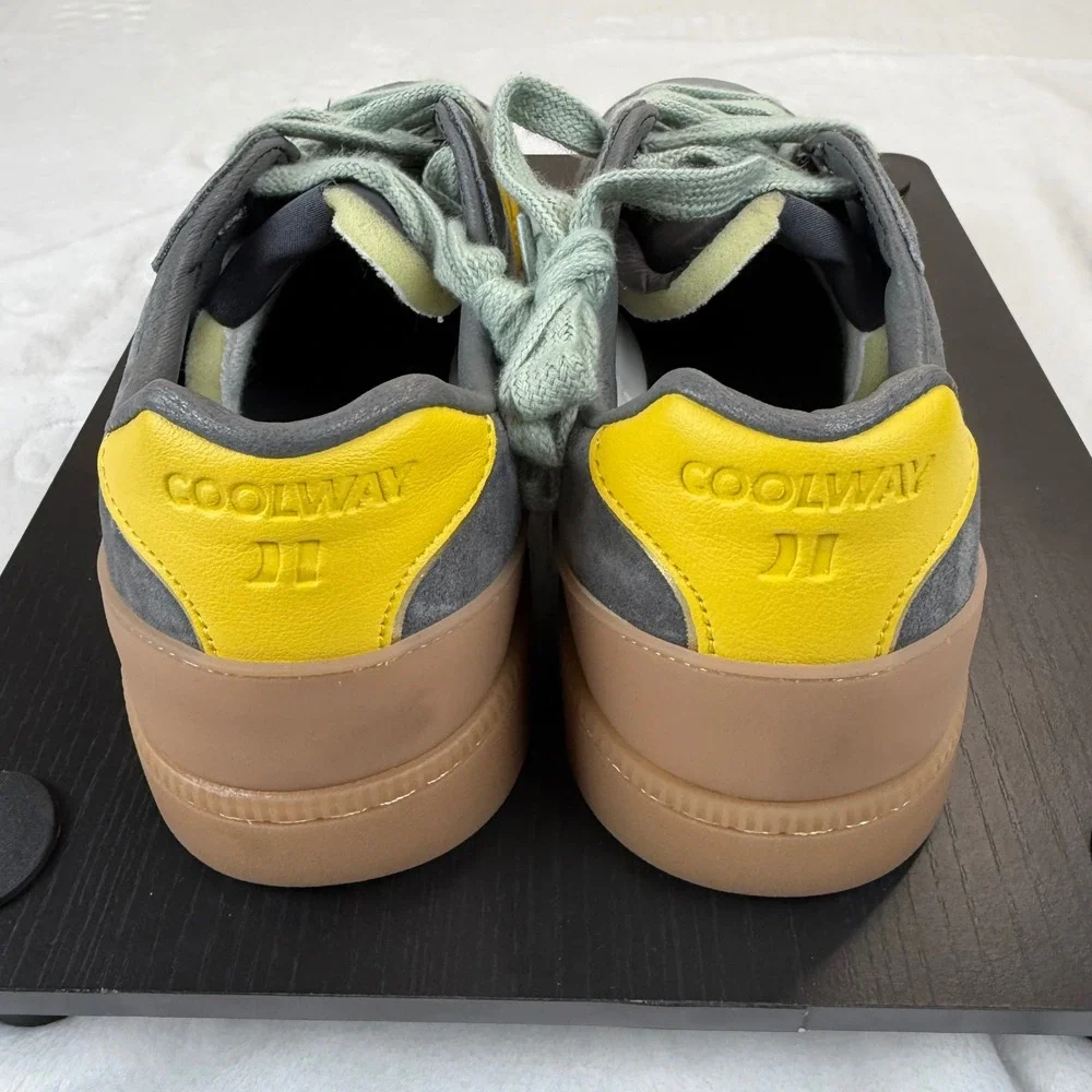 New Coolway Duck Leather Suede Shoes Sneakers Mens 10 US Gray Yellow Gum